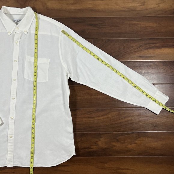 Peter Millar Men's Size XL Solid White Linen Cotton Silk Button Up Shirt - Picture 6 of 11